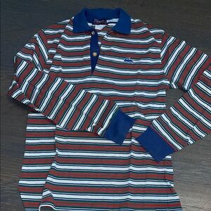 VINTAGE ZOD Lacoste Blue and Red Striped Polo Shirt